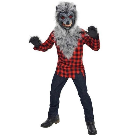 Boy's Hungry Howler Costume werewolf kids XL 14-16 mask shirt gloves dress up - Picture 1 of 3